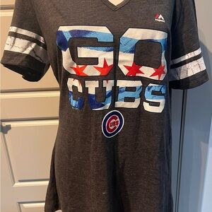 Majestic Dark Heather Gray Chicago Cubs Tee